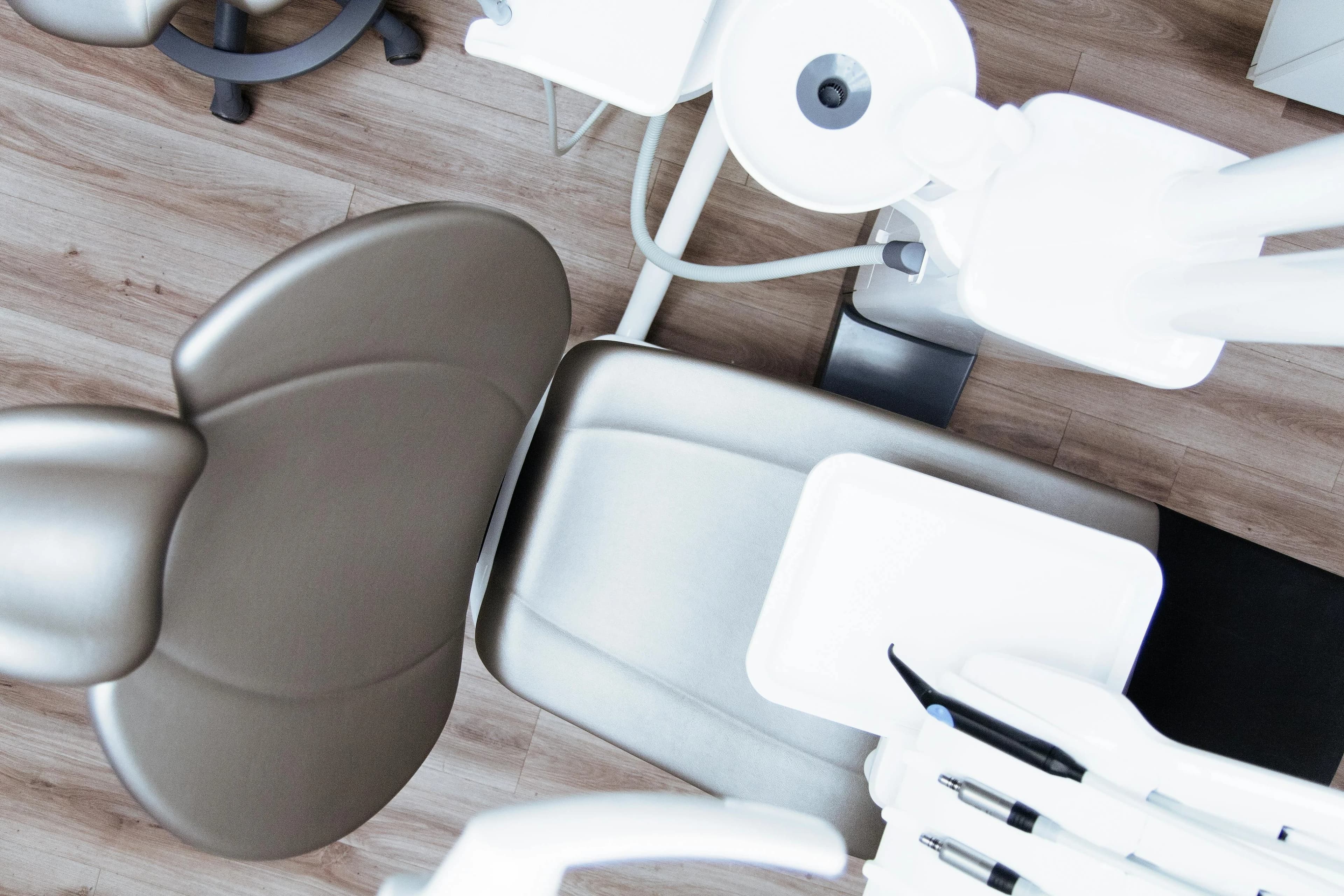 Overhead view of a dental treatment chair